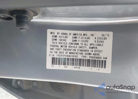 2017 Honda Accord Sport from USA, damaged, VIN 1HGCR2F54HA036380